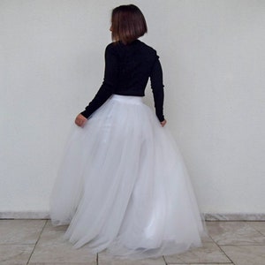 Long Voluminous Tulle Tutu Wedding Floor Length High Waist Skirt | Long Waistband Zip-back Handmade Bridal Princess Skirt