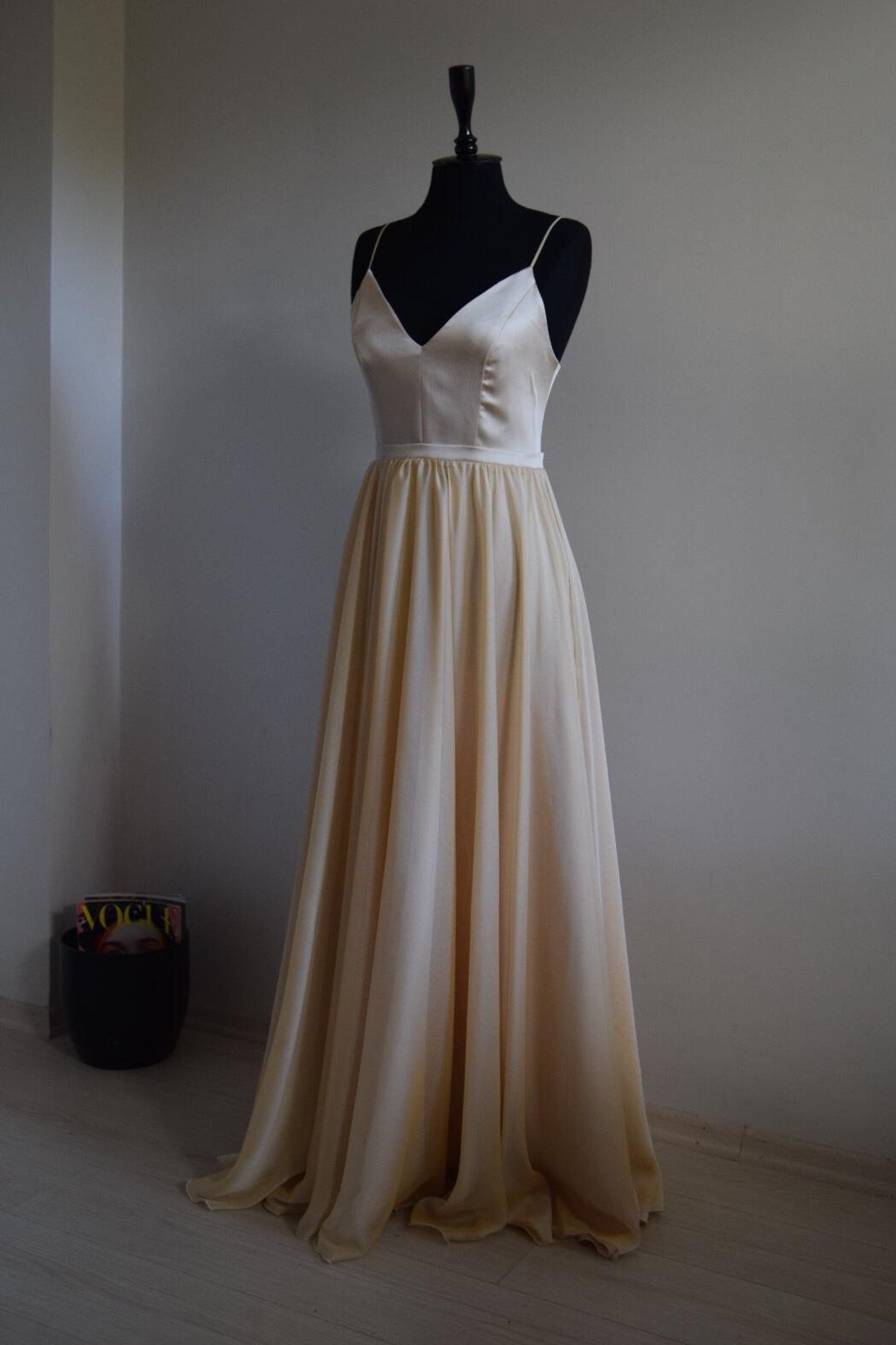 Chiffon With Top Satin Bridesmaid Maxi Etsy