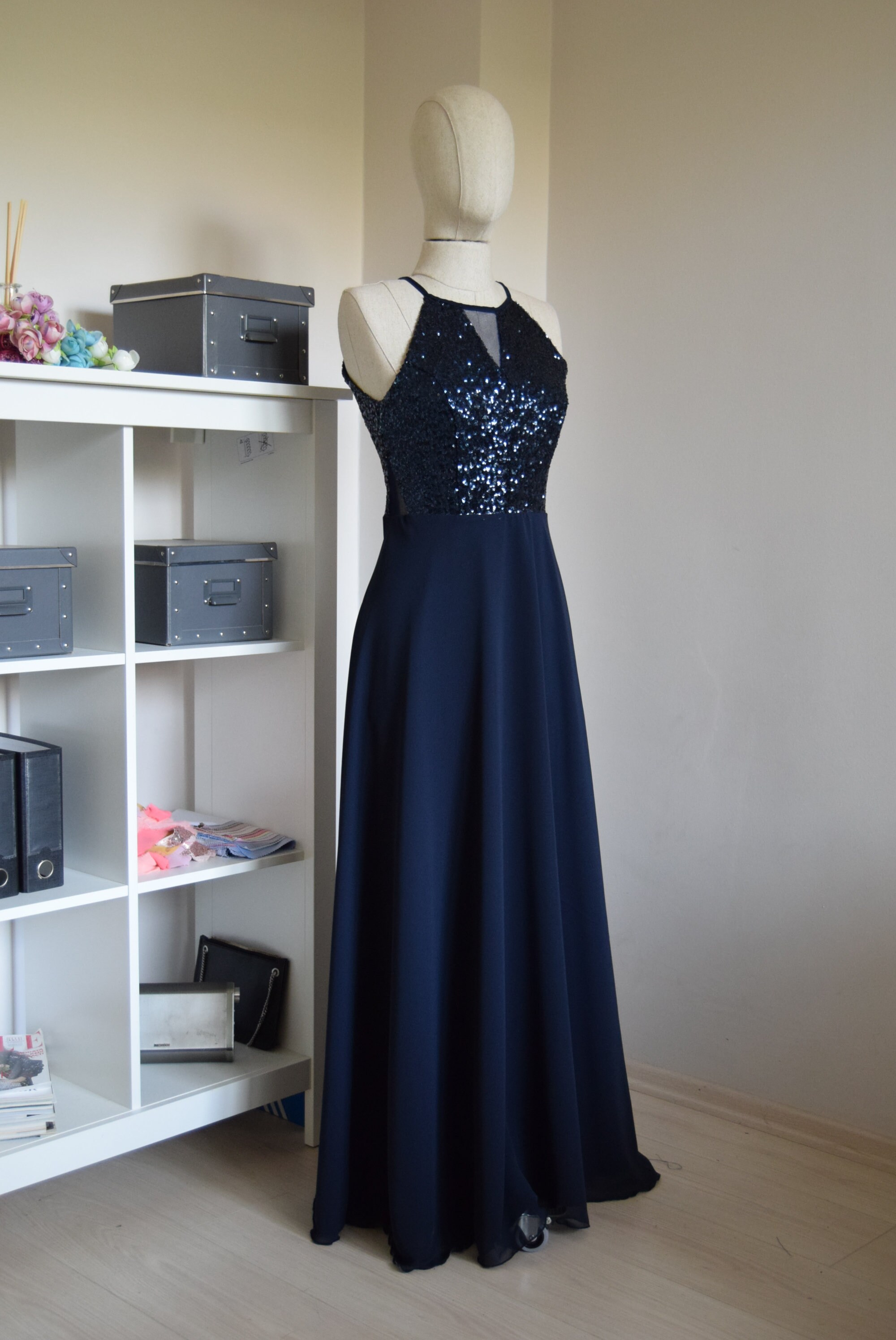 Navy blue sparkly bridesmaid dresses hot sale