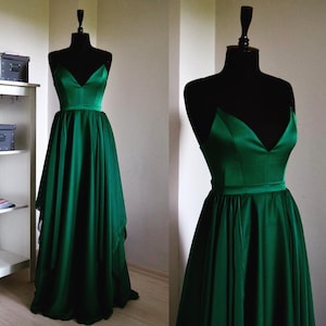 Fairy-tail Silk Chiffon Maxi Dress In Spaghetti Straps, Silk Chiffon Bridesmaid Dress, Green Prom Long Dress, Sweetheart Dress