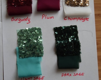 Sequin Fabric Swatches, Sequin Bridesmaid Dress Colour Samples