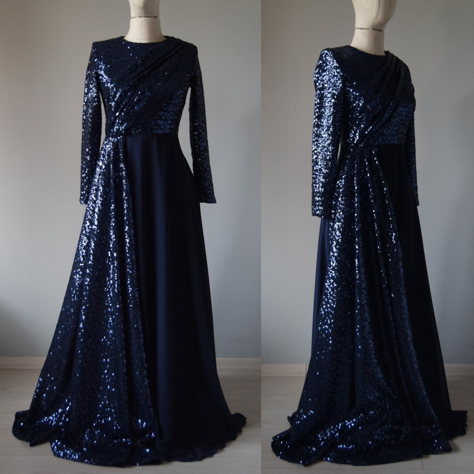 Navy blue chiffon overlay dress online