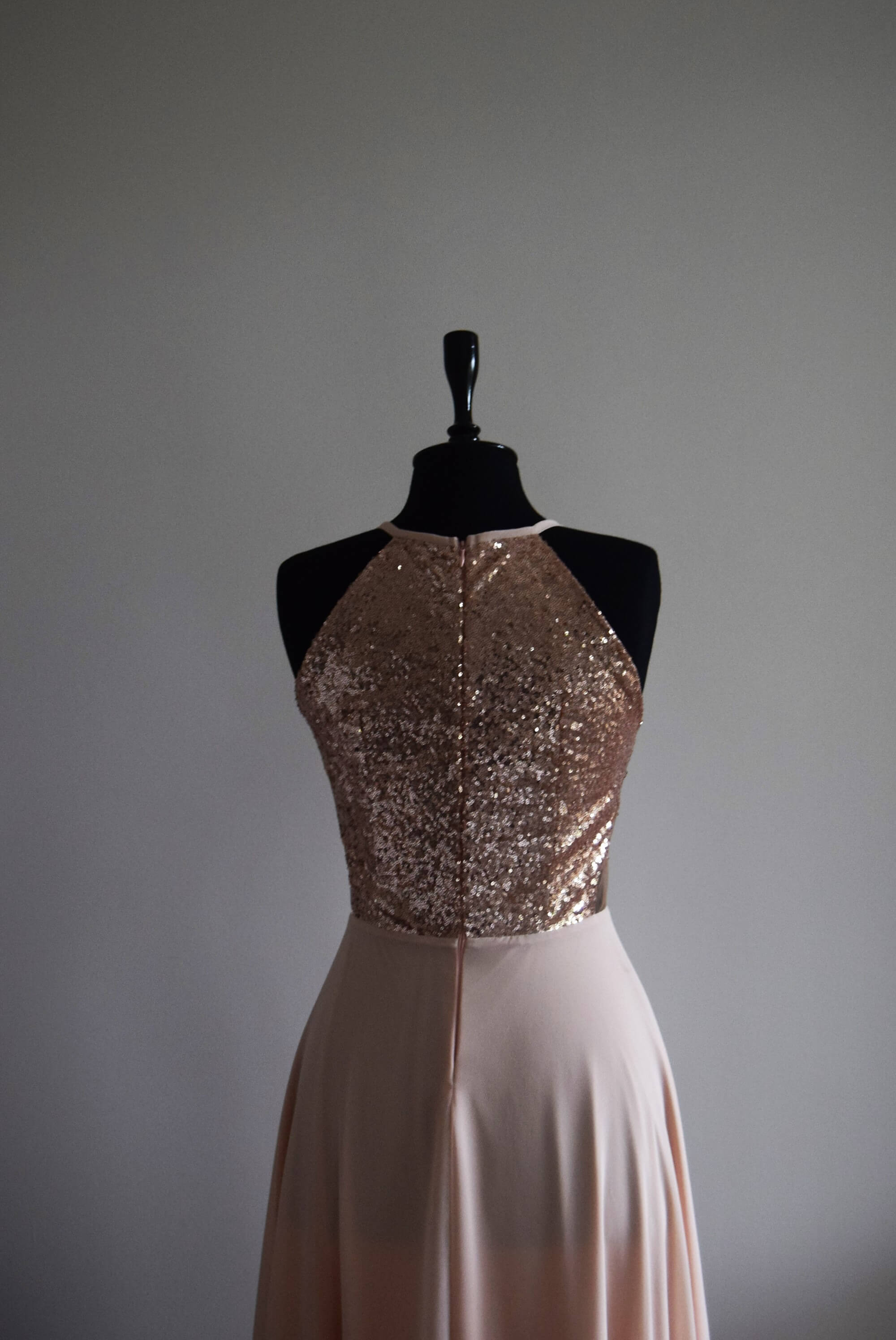 Sequin Bodice Chiffon Bridesmaid Dress: Champagne Sleeveless Evening Gown -  Etsy