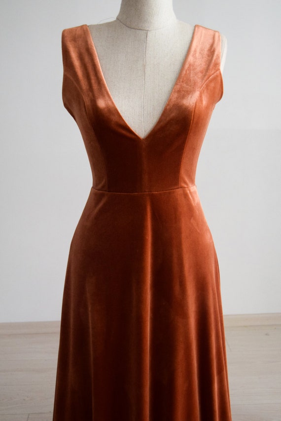 Rust orange velvet dress cheap