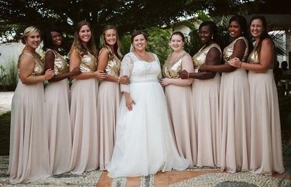 gold sequin bridesmaid dresses