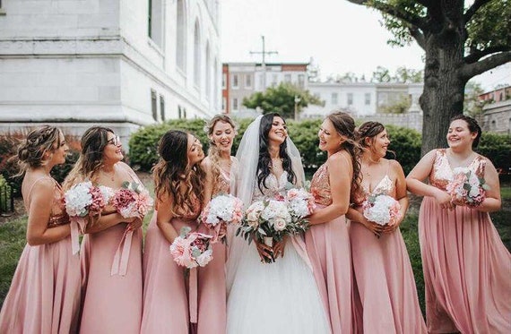 rose gold bridesmaid dresses