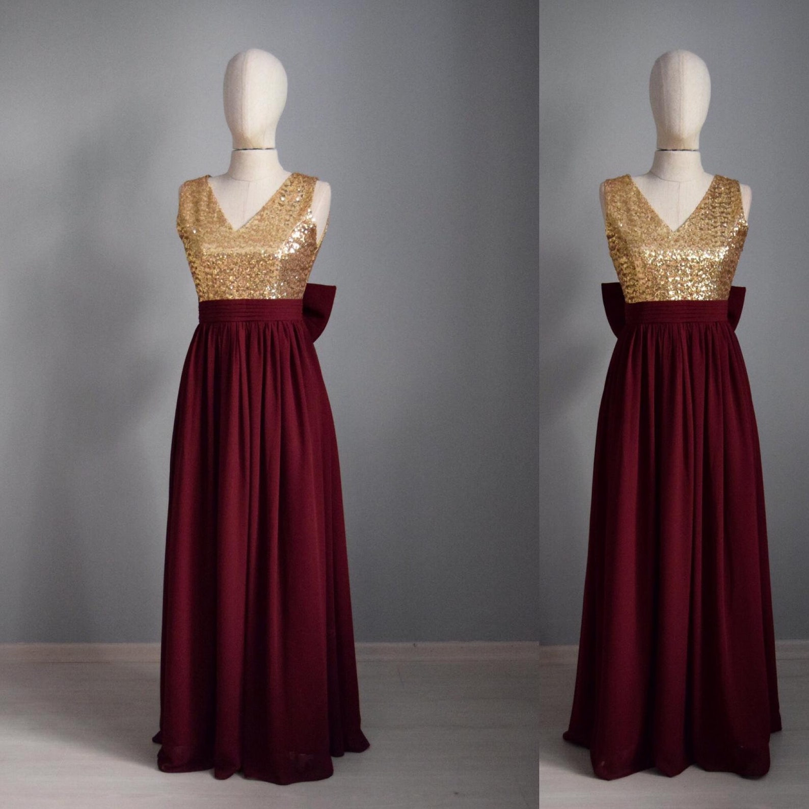 4612286 Bordeaux Shimmer Drape Dress
