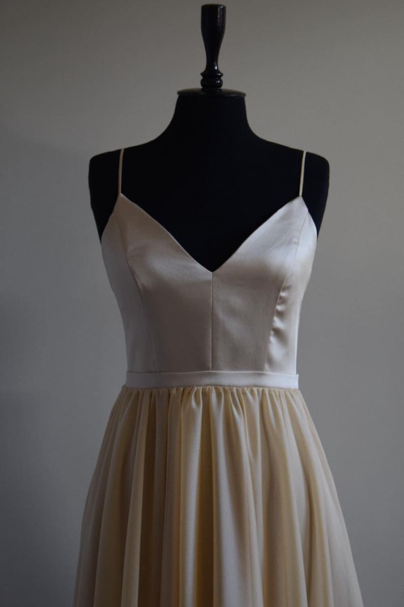 Chiffon With Top Satin Bridesmaid Maxi Dress In Etsy