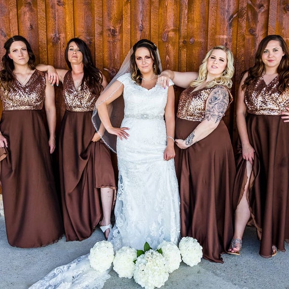 brown bridesmaid dress