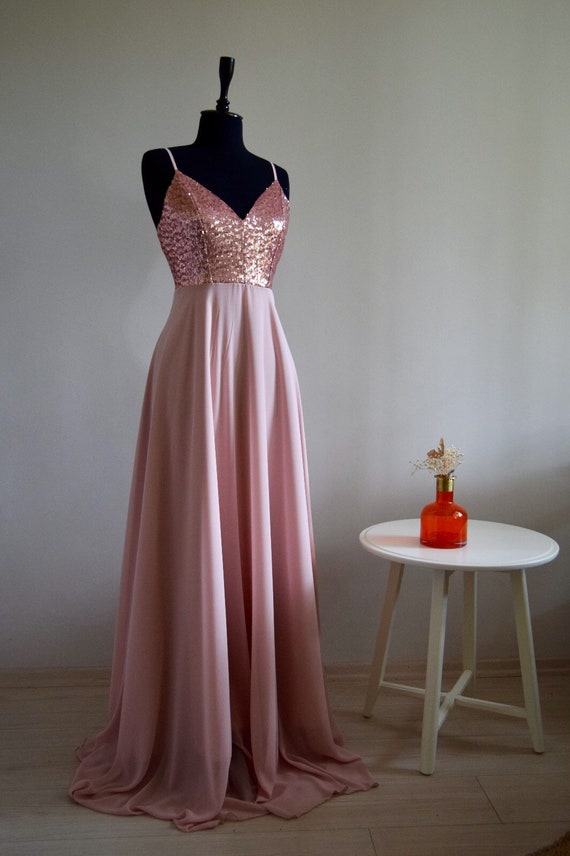Rose gold wedding reception cheap dress