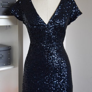 Made To Measure Full Sequin Navy Blue Bridesmaid Dress Wedding Reception Flattering Sparkle Bridal Guest Dress Mother Of Bride Dress image 5