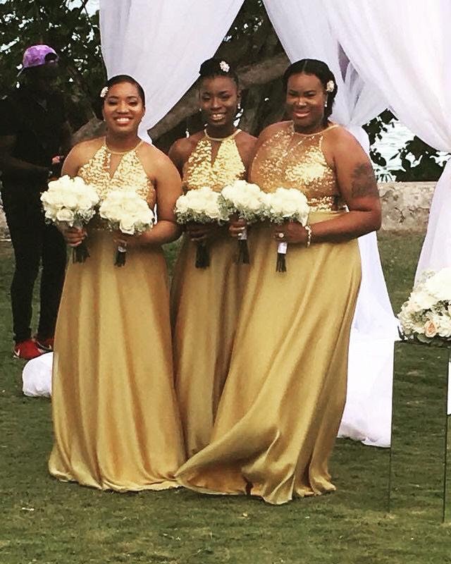 Sequin Gold Bridesmaid Dress: Sleeveless Silk Chiffon Prom Gown - Etsy
