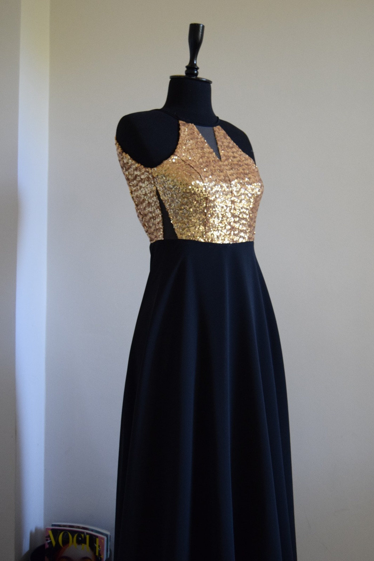 Black And Gold Chiffon Dress Self Portrait Chiffon Maxi Dress In Black And  Gold