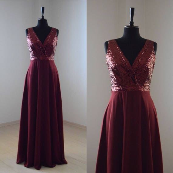 cabernet sequin bridesmaid dress