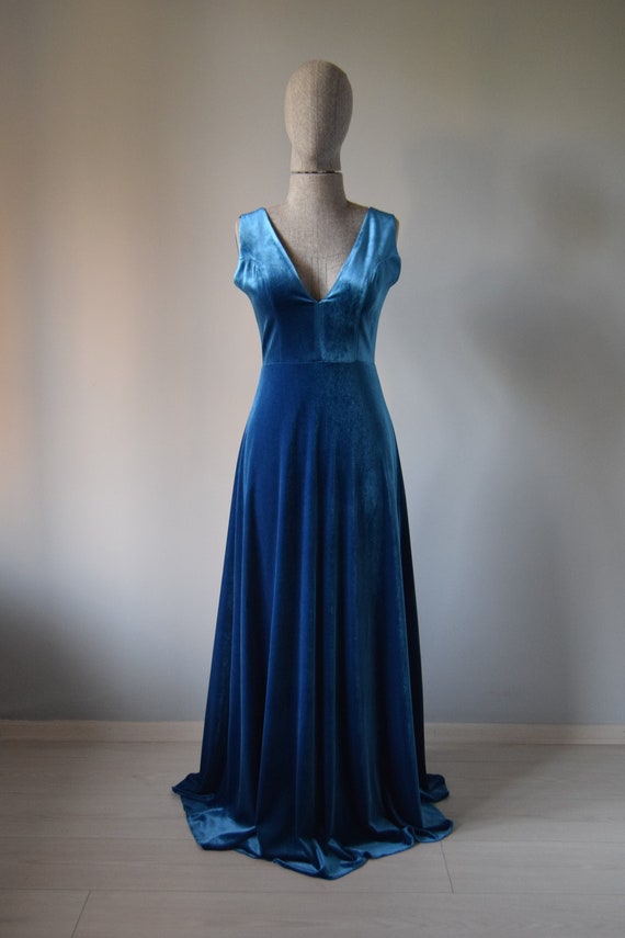 blue dress for baby girl Sapphire Blue Short Velvet Hoco Dress 4469BN Sapphire / 0 main image 1