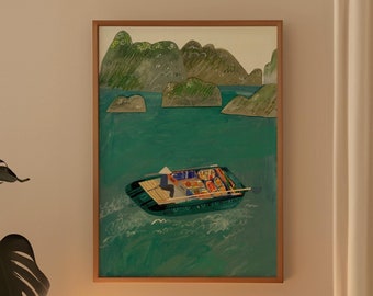 Hạ Long Bay | Vietnam | Illustrated Fine Art Giclée Print | A5 - A1