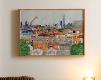 South London Peckham Cityscape Print | Hand-Painted Fine Art Giclée View (A5-A1)