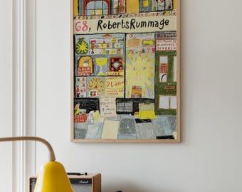 Antique Shop Print | Illustrated Fine Art Giclée Print | A5 - A2