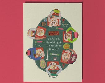 Funky Festive Feast Christmas Card | Funny Foodie Holiday Greeting | Single or Pack of 10