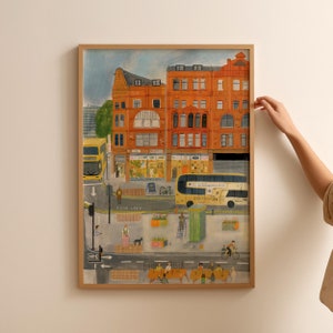 Manchester / Stevenson Square, Northern Quarter / Stampa giclée illustrata di belle arti / A5 - A1