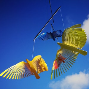 bird lover gift, Colorful Bird mobile, Metal mobile, Mobile in bird shape, Kinetic Minimalist Modern Mobile, bird nursery art , Mobile art