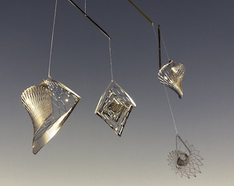 Shell stainless steel mobile, ocean mobile, conch decor, modern sun catcher, metal art,