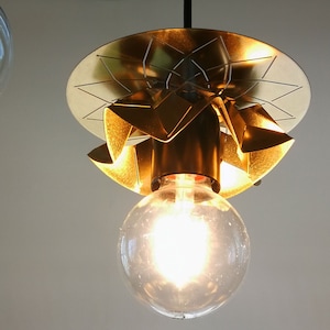 2 origami lights of brass, contemporary lighting, Metal geometric lamp, 3d geometric lamp, image 1