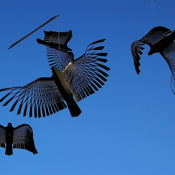Vogelsilhouet mobiel, Zwarte vogel mobiel, Kinetisch Minimalistisch Modern Mobiel, Geometrische Vogels