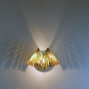 Brass wing wall sconce, Bird shadow light, Golden light fixture, Bird wall light.