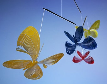 colorful Butterfly mobile, butterfly art, 4 or 6 piece kinetic sculpture
