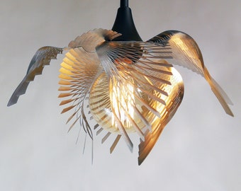 Araña de ala - araña moderna de aspecto plateado-Pájaro techo Luz-Lámpara colgante de acero inoxidable-colgante-Lámpara colgante-Luz colgante