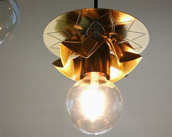 2 origami lights of brass, contemporary lighting, Metal geometric lamp, 3d geometric lamp,