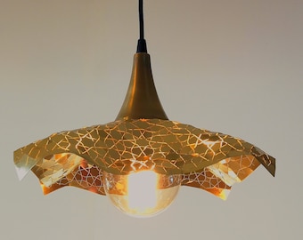 Geometric ceiling light, metal lace, origami light, latticework hanging chandelier, Burnt orange