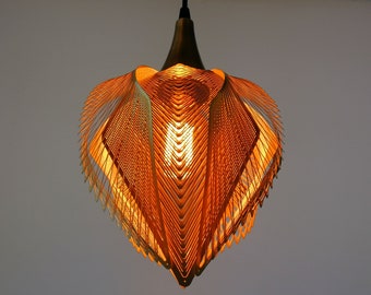 Flower pendant light, Modern Brass chandelier, Brass pendent sculpture, Ceiling hanging lamp Burnt orange