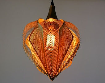 Flower pendant light, Modern Brass chandelier, Brass pendent sculpture, Ceiling hanging lamp Burnt orange