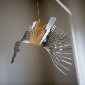 4 piece bird in flight Stainless steel mobile, kinetic metal art sculpture, Mobile Sculpture art, Bird mobile, Metal art, Kinetic sculpture.