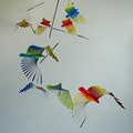 Large Colorful Bird Mobile, 8 Bird Kinetic Sculpture, Flock of Birds Metal Hanger,  Metal Decor Adornment product logo