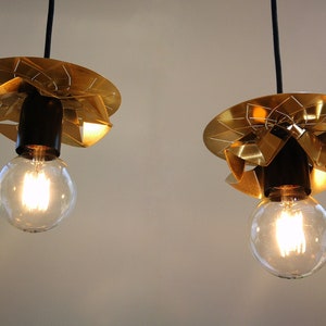 2 origami lights of brass, contemporary lighting, Metal geometric lamp, 3d geometric lamp, image 7