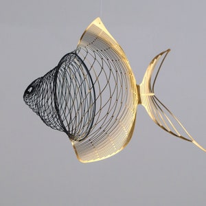 Gold black fish mobile 4 or 6 piece, Fish metal sculpture, fishing gift, mindfulness gift image 6