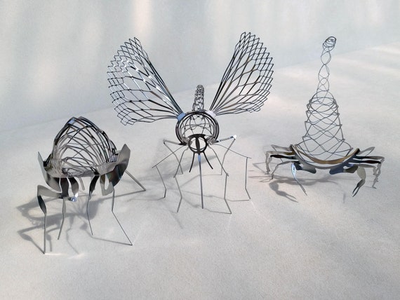 Scorpion Mosquito and Bug Insect Wire Sculpture, Stainless Scorpion Mosquito and Bug Insect Wire Sculpture, Stainless