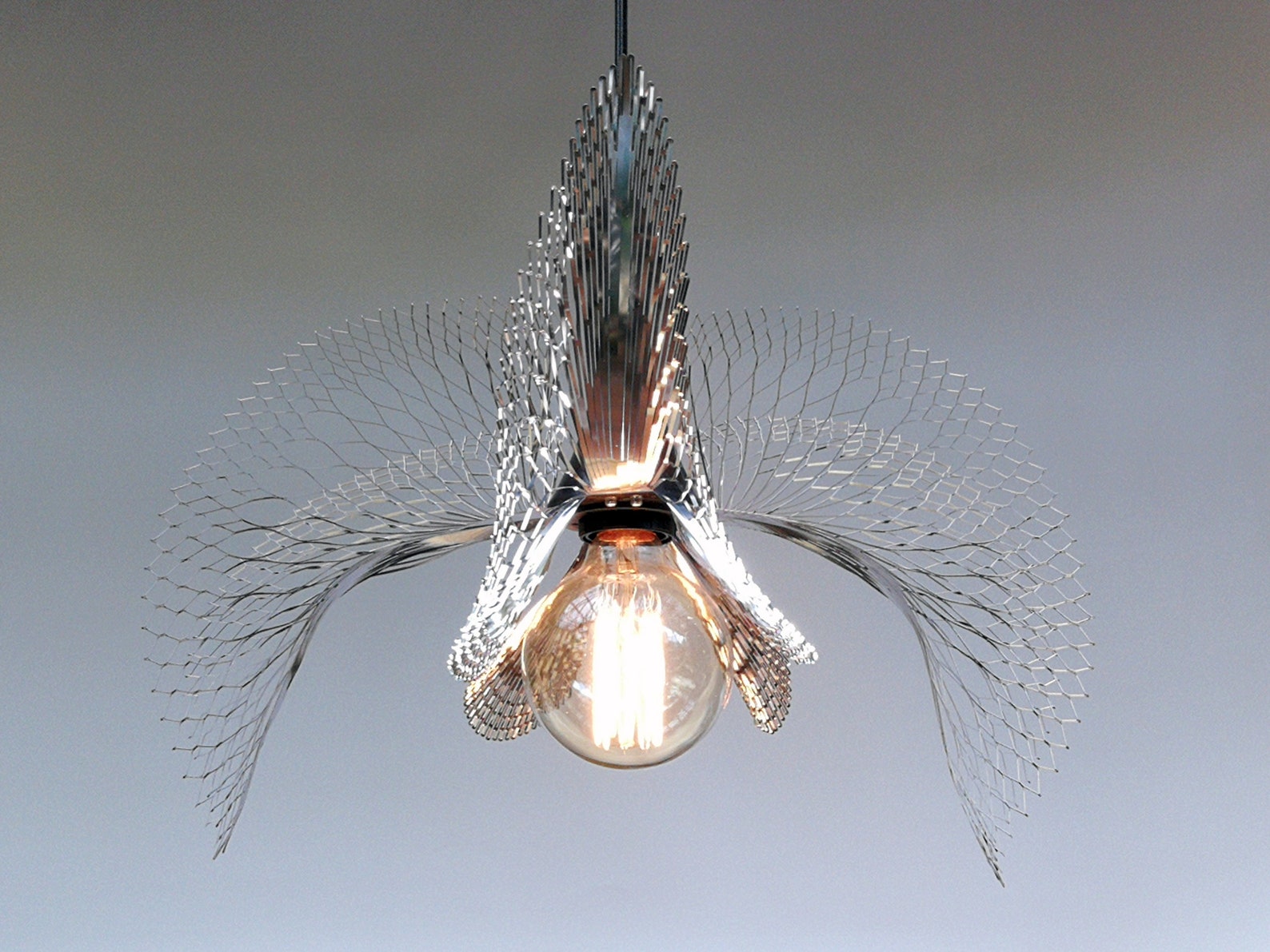 Stainless Steel Leaf Light Fixturemodern Chandelier Pendant Etsy