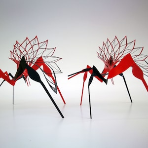 Insect sculpture, Insect miniature, Bug desk decor, Wire art, Made from one piece of flat stainless steel image 1