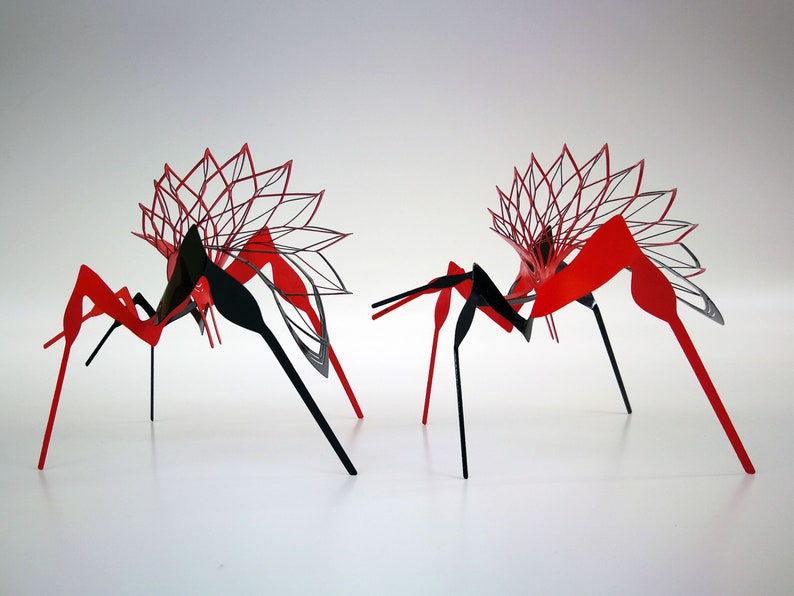 Insect sculpture, Insect miniature, Bug desk decor, Wire art, Made from one piece of flat stainless steel image 1