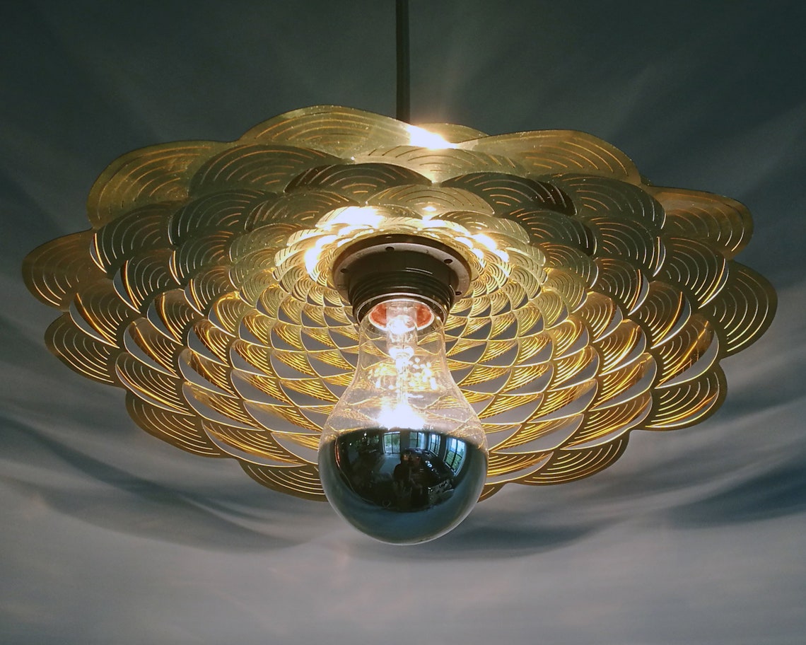 Sunflowers Brass ceiling light fixture Flower Dining room Etsy