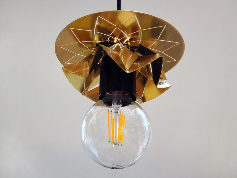 2 origami lights of brass, contemporary lighting, Metal geometric lamp, 3d geometric lamp, image 4
