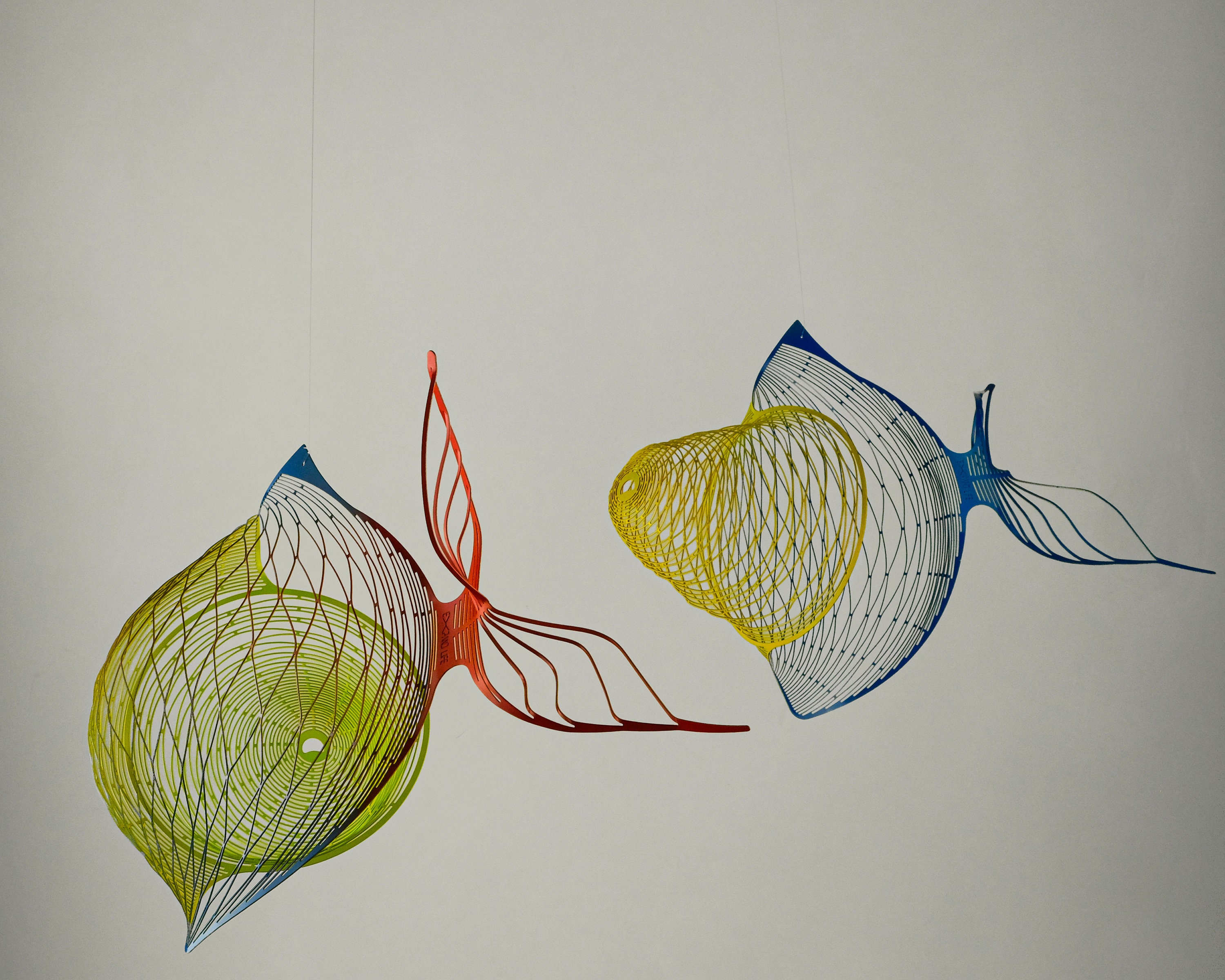 Large colorful Fish Mobile, Wire Sculpture Art of Under the Sea