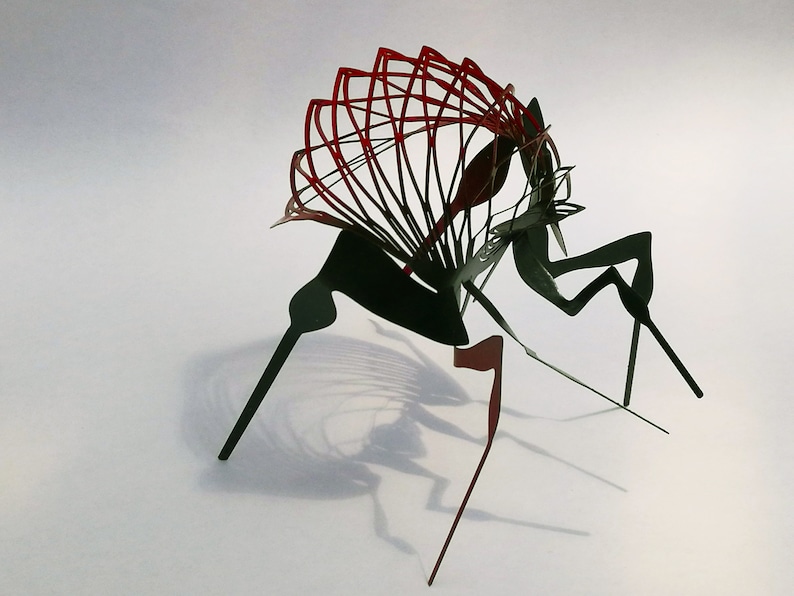 Insect sculpture, Insect miniature, Bug desk decor, Wire art, Made from one piece of flat stainless steel image 4