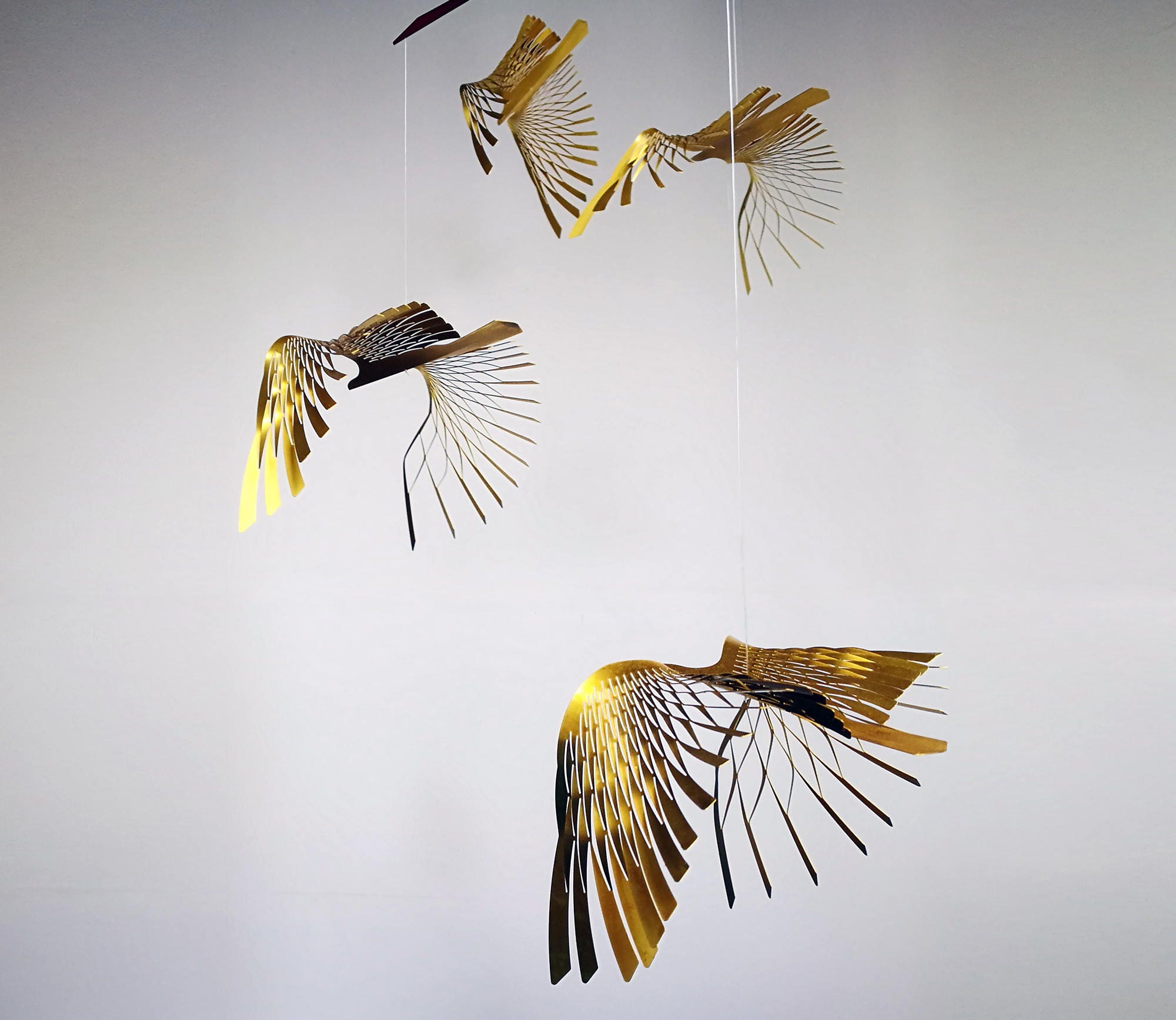 Gold Fish Mobile, 4 or 6 Piece Brass Modern Mobile, Fishing Gift