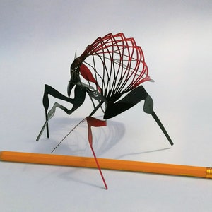 Insect sculpture, Insect miniature, Bug desk decor, Wire art, Made from one piece of flat stainless steel image 9