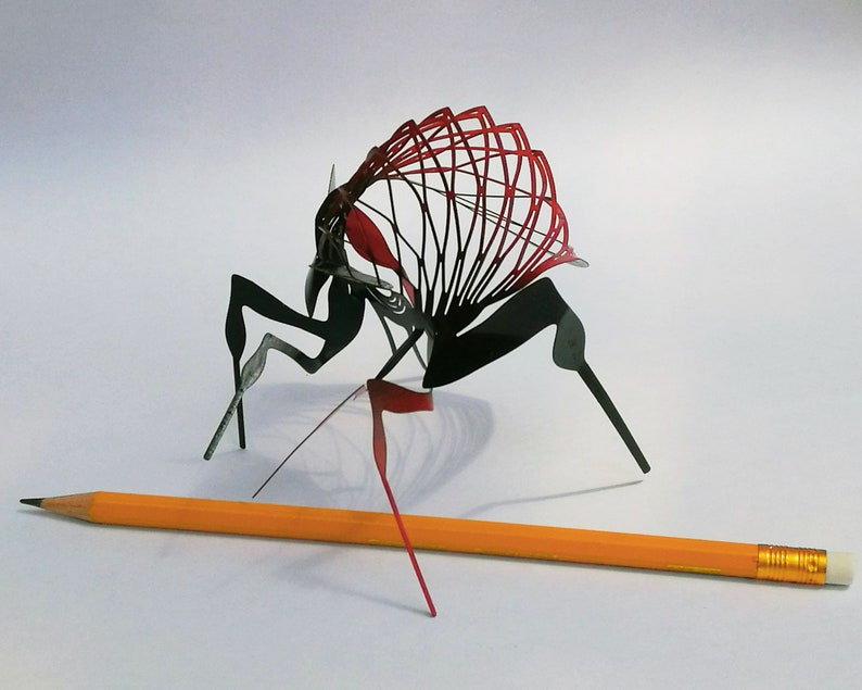 Insect sculpture, Insect miniature, Bug desk decor, Wire art, Made from one piece of flat stainless steel image 9